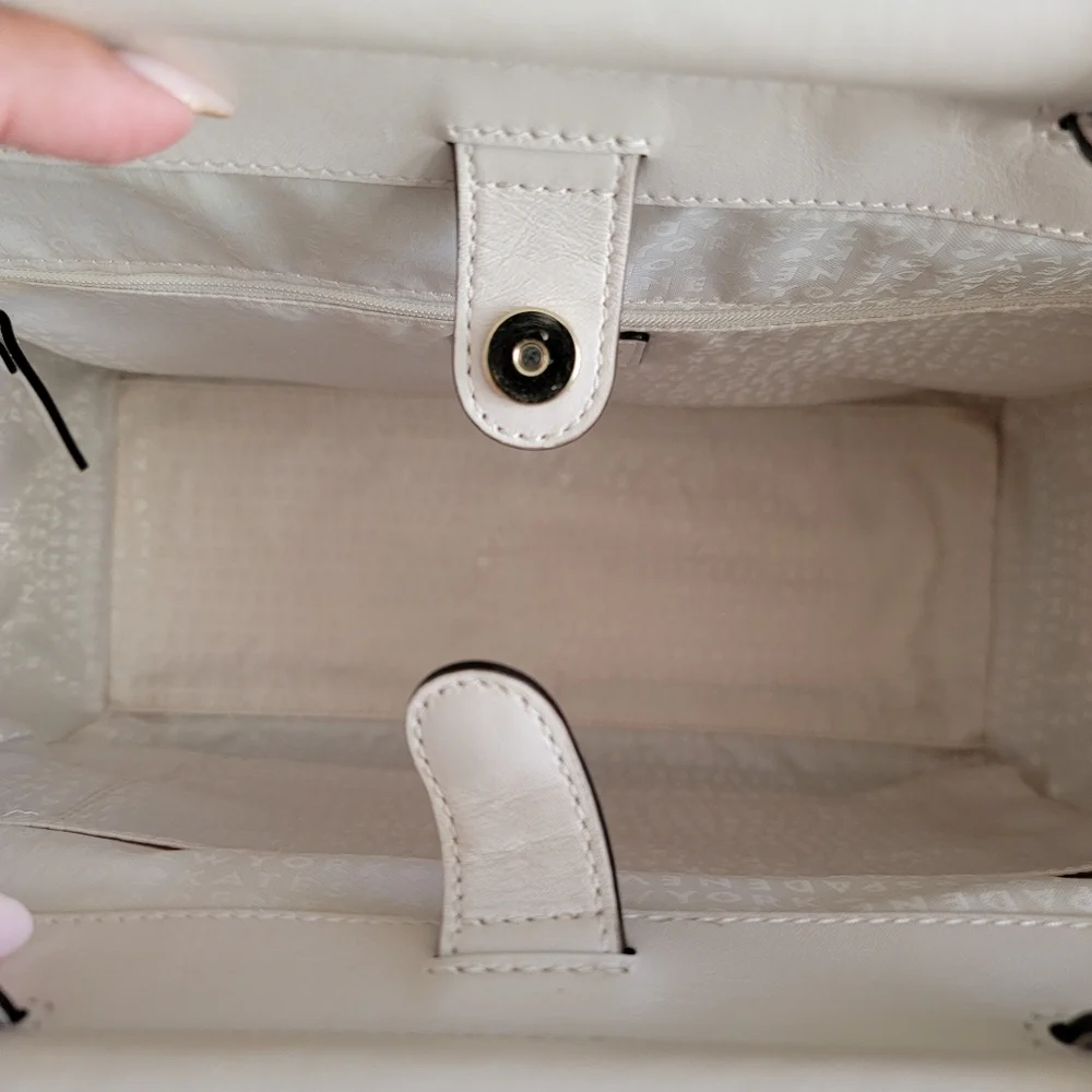 Kate Spade WKRU3306 Royal Place Cherise White Leather Satchel Top Handle Bag